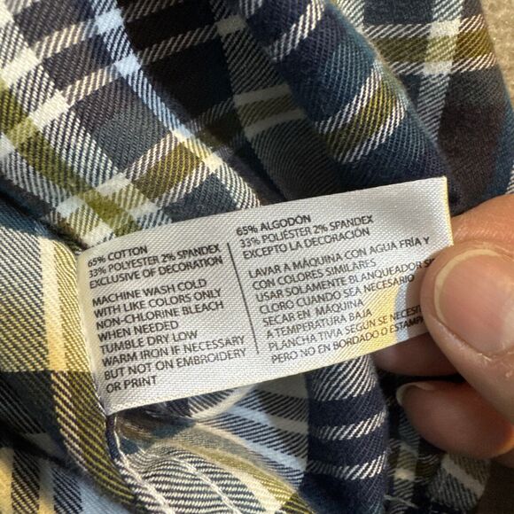 U.S. Polo Assn. Stretch Mens Flannel Button Down Shirt‎ Size L Black Plaid NICE! - Picture 4 of 6